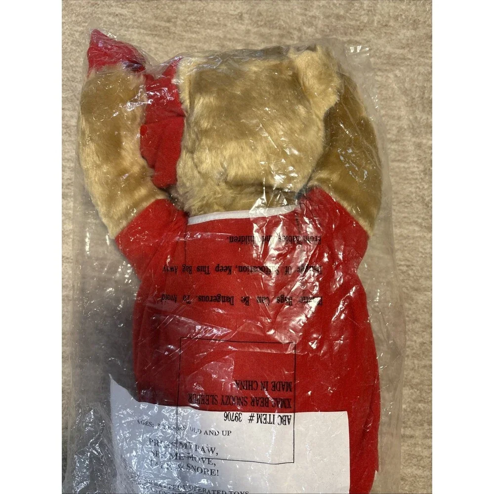 Vintage Christmas Bear Snoozy Sleeper Animated Plush Sealed New Old Stock 80s